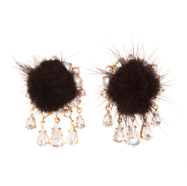 Fluffy black earrings